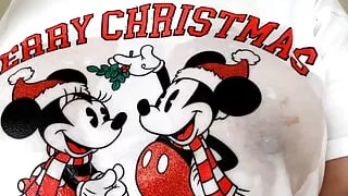 Wifey wishes you a wet shirt braless christmas