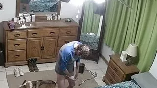 Mature Granny Dressing Wearing Thong