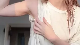 teasing skinny girl show biceps