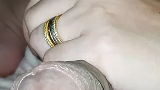 Step mom grabs step son balls in bed being naked and unfucked