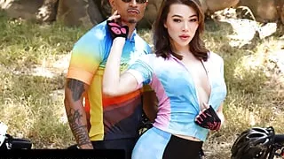 TRANSFIXED - Gorgeous Emma Rose Receives Open Mouth Facial From Cyclist Buddy During Hard Rough Fuck