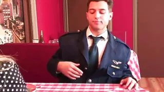 Busty milf rides two cocks