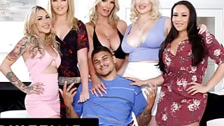 ADULT TIME - MILF Charlie Forde Gives Stepdaughter's BF STUCK REVERSE GANGBANG To Keep Him Happy!