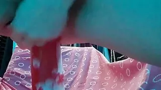 Sexy trans girl stretching her ass with a huge dildo