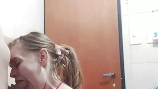 We can't stand the urge and we lock ourselves up to fuck in the bathroom at the Halloween party, how delicious it sucks