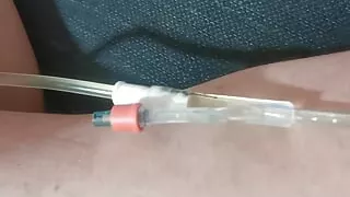 Jerking off with catheter