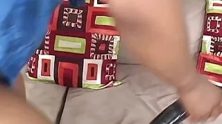 By shaking her big black ass the brunette makes his BBC yearn for her pussy