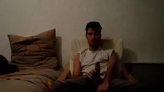 Student jerking off his big cock in the dark