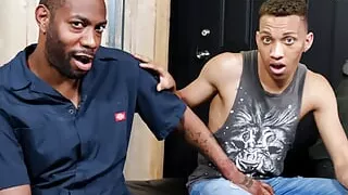 Hot Jock Stepson Fucks His Ebony Stepdad For Car Repair