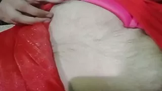 Indian gay Crossdresser in Red Saree showing his boobs on paid nude video call xxx