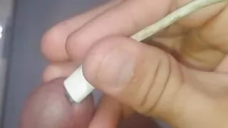 Electric shocks to the glans leave the huge cock wanting to cum