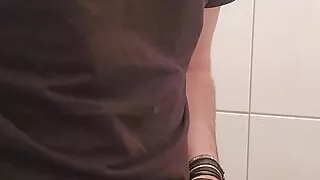 Measuring my cock in a public restroom