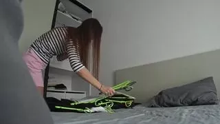 Wife And Family Friend, Having Fun On The Double Bed, while Her Husband Is At Work! Real Treason