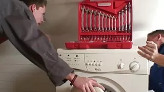 Busty old blonde sucks cock and nailed at once