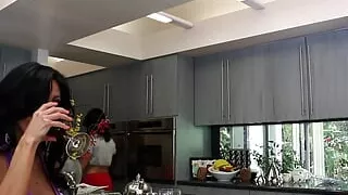 Sexy chick catches step mother and her best friend having lesbo fun and joins them