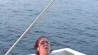 Three horny amateur lesbians eat each others pussies and masturbate while on a boat trip