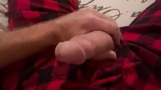 Making my big, hairy, drooling cock cum through the fly of my pjs