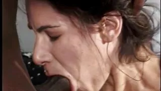 Horny wife gags on hard black cock while getting banged