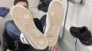 Fun in the bathtub with sneakers