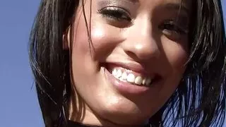 This ebony guy plows a sweet sensual girlfriend until his BBC explodes all over her