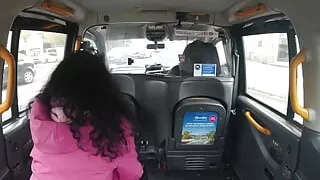 Sexy student pays for the taxi ride with a hot cock ride