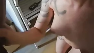 On Her Knees Sucking My Cock