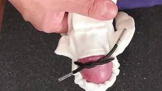 Daddy tries on his white penis hoodie