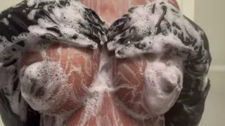 Shaking And Cumming While Vigorously Soaping My Big Black Nipples