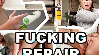 FUCKING REPAIR! Wife fucked her husband's brains out and got a dick in her asshole.