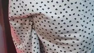 Step mom left from bathroom naked into step son room