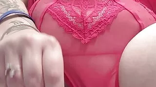 Cutie red head please her moist shaved cunt with a dildo sex toy