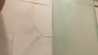 Sissy Shower Husband fucks wife&#039;s Gigantic dildo deep anal stretches hole to gape and prolapse red  cock slap