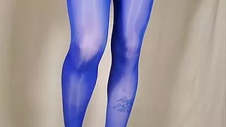 Young cock in sheath pantyhose, white thong and platform sneakers