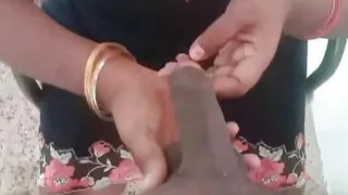 Blowjob for Office Mate Cum on Boobs