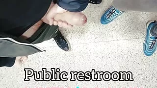 2 Serbian Buddies Jerk Off Next To The Sink At The Public Restroom