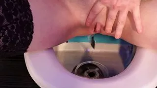 Toilet slaves punished with a whip