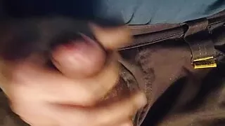 Wanking close-up cumshot straight guy outdoor workshop