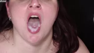 Chubby Monika - gagging and belching when swallowing sperm part 2.