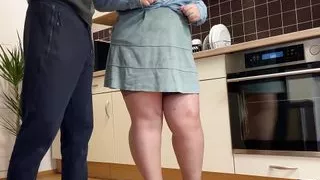 Cum flows down the ass and sexy legs in my mother-in-law's stockings