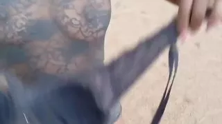 Babe strip teasing me in public before we fucked