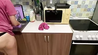 with talking, fucked a friend's wife in the kitchen while she was making him dinner.