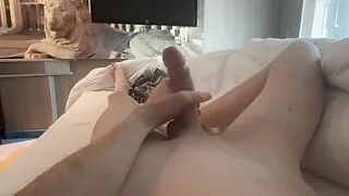 In the morning my big cock is jerked off