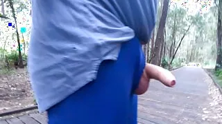 Amateur straight guy walks around with his cock hard and on show