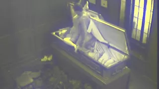 Slut fucks in massive coffin