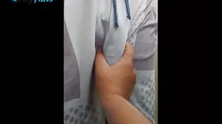 I masturbate my friend from behind while I kiss his neck.