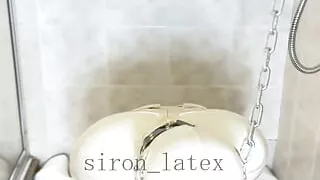 White rubber toilet . I come by masturbating