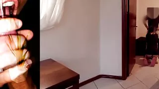 Blowjob for the neighbor and my husband just watching.