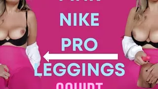 Hot MILF Teacher in pink leggings relieves stress after a tiring day in school