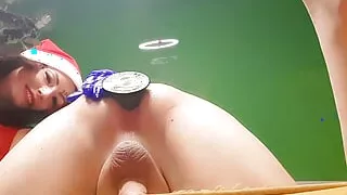 Dominatrix Nika plays with her slave's anal. Stunning and exciting view when a large toy enters and exits a man's anal hole.