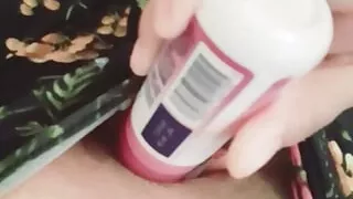 Teen pussy being penetrated with homemade toy